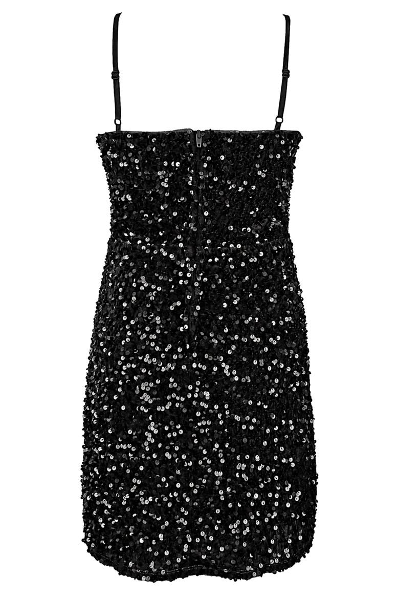Kids' Ruched Sequin Velvet Party Dress, Alternate, color, BLACK