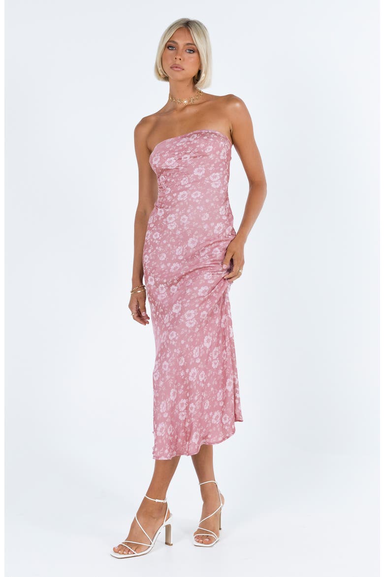 Salvin Floral Strapless Midi Dress, Alternate, color, PINK