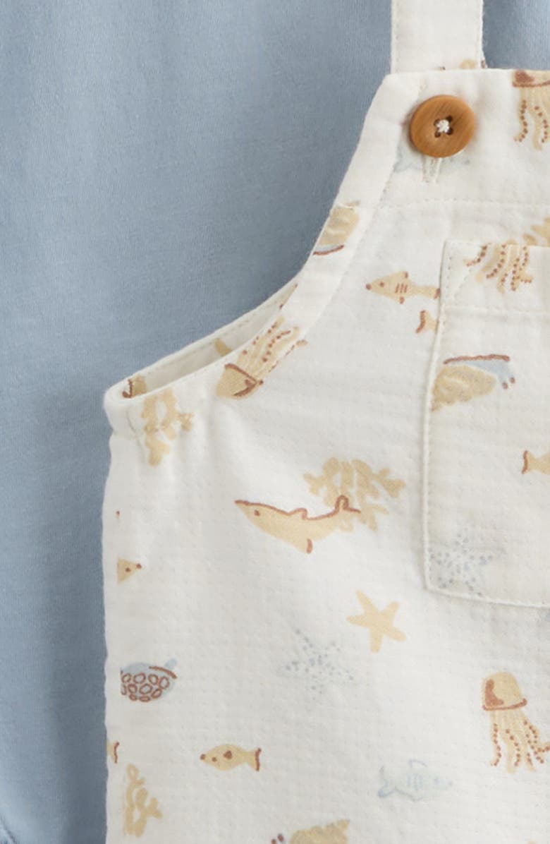 Nordstrom Cotton Bodysuit & Shortalls Set, Alternate, color, Ivory Marine Animals- Blue