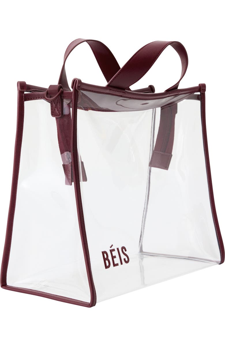 Béis The Clear Stadium Tote, Alternate, color, Burgundy