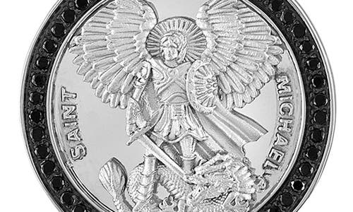 Esquire Black Diamond St. Michael Pendant Necklace In Silver