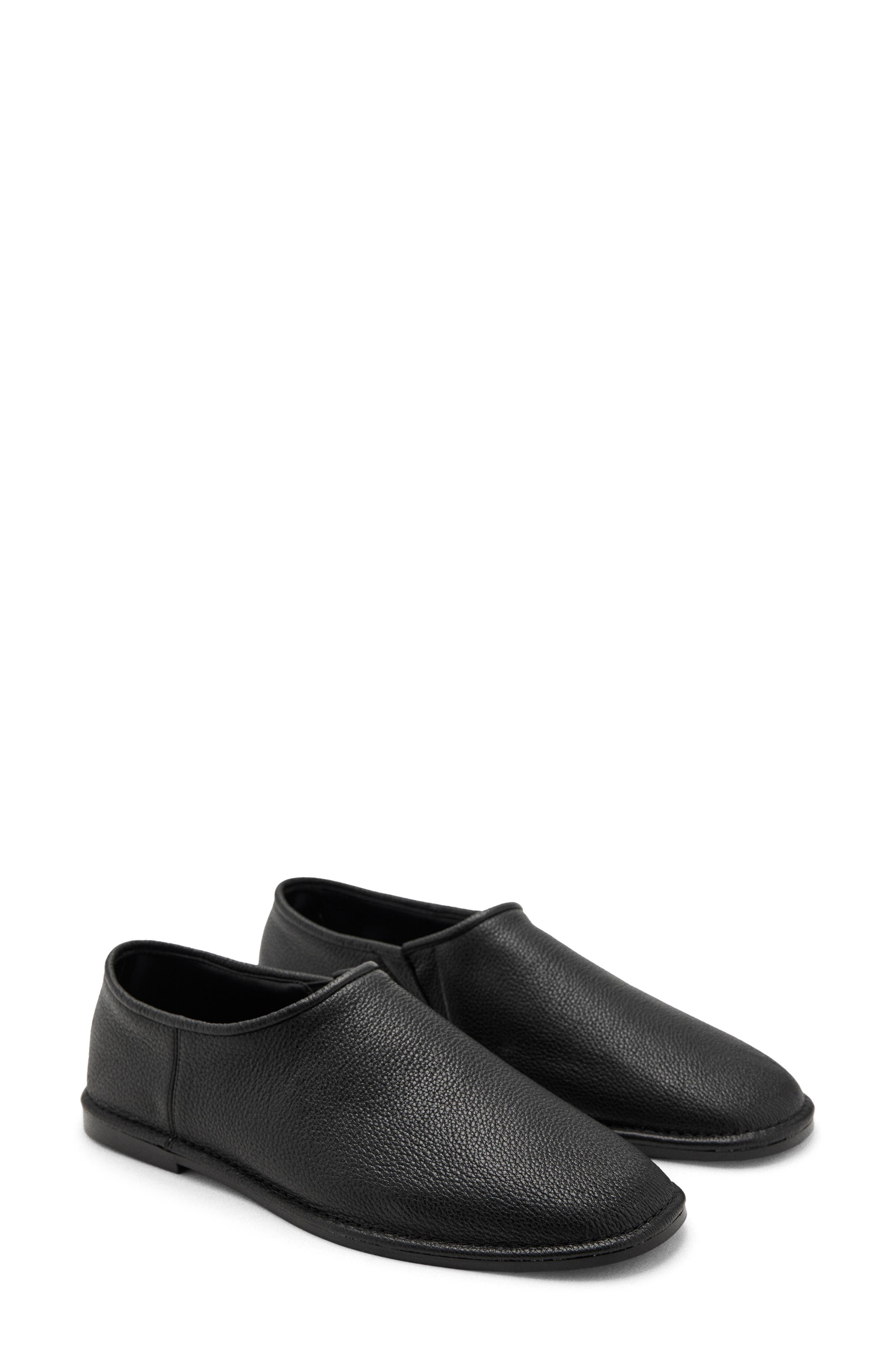 MANGO Leather Slip-On Shoe, Main, color, Black