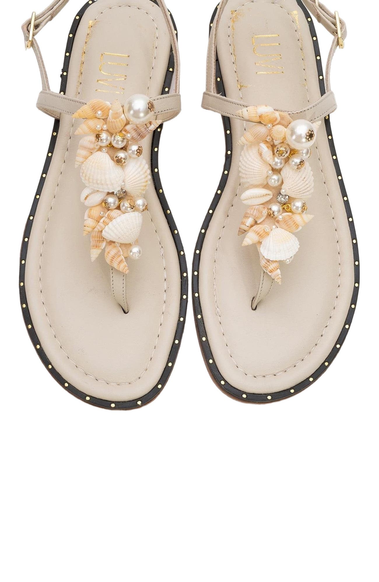 Forever & Always Shoes JOE Leather Thong Sandal, Alternate, color, Beige Leather