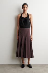 COS Pleated Cotton-linen Midi Skirt