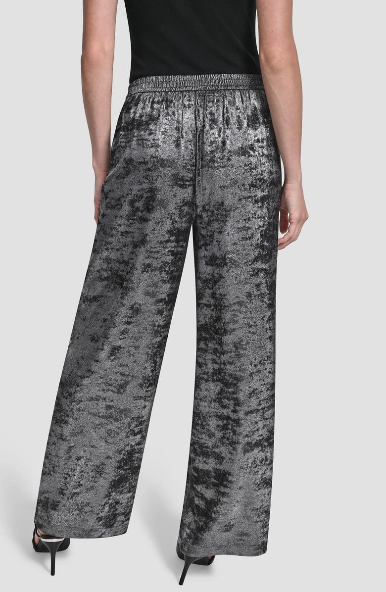 DKNY Wide Leg Liquid Velvet Pants, Alternate, color, Silver
