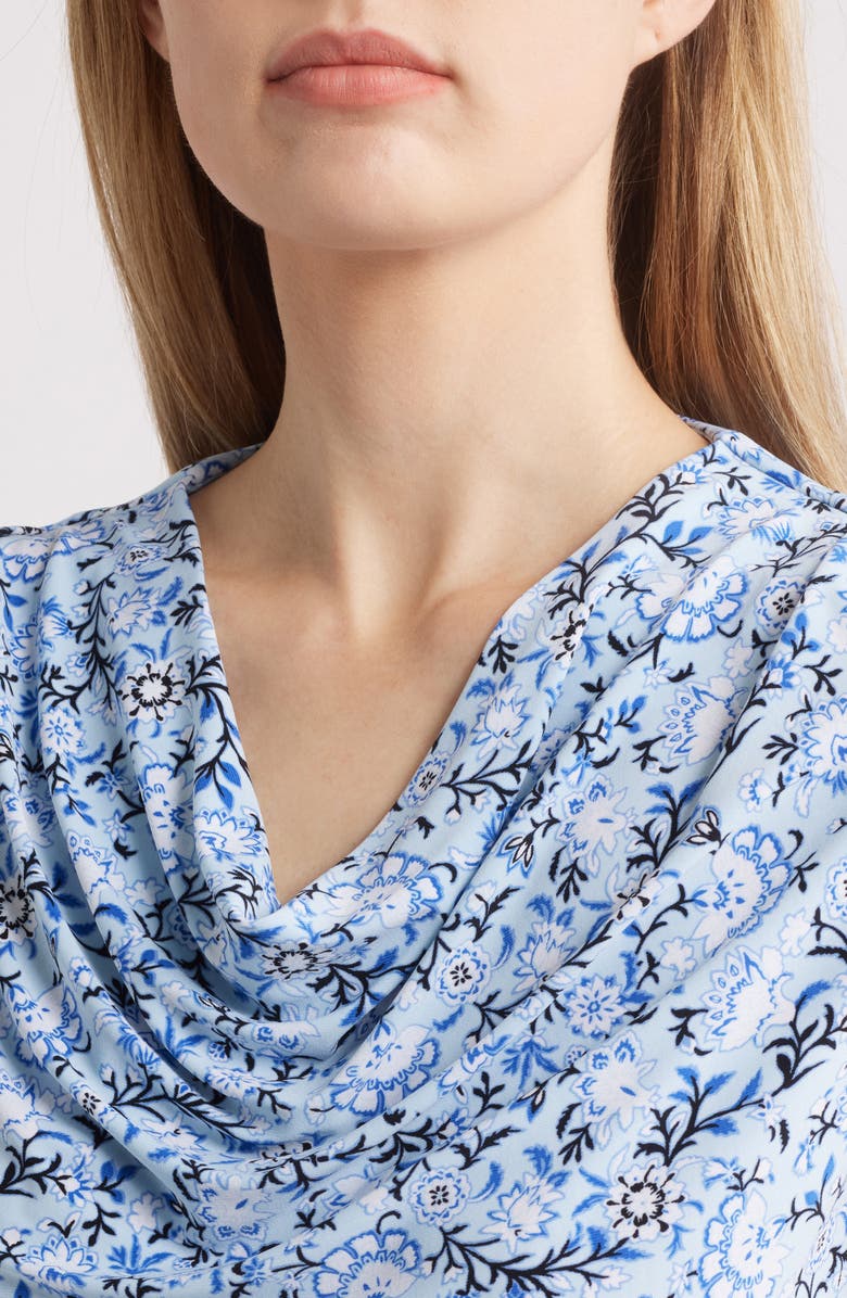 Anne Klein Floral Cowl Neck Cap Sleeve Top, Alternate, color,