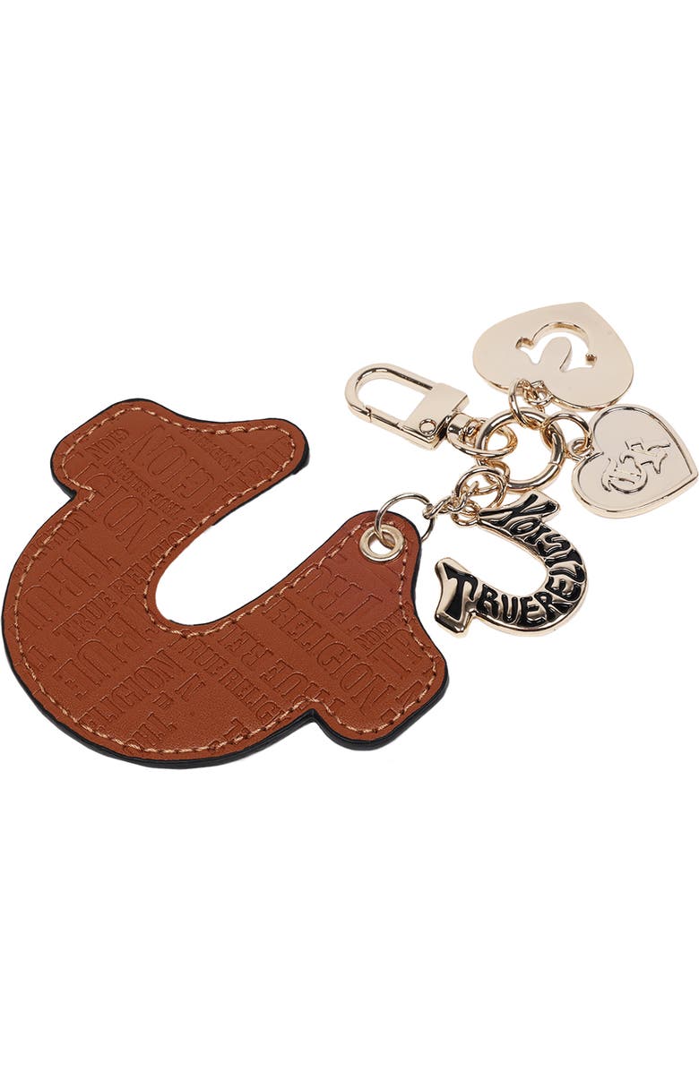 True Religion Embossed Horseshoe Bag Charm, Alternate, color, Cognac