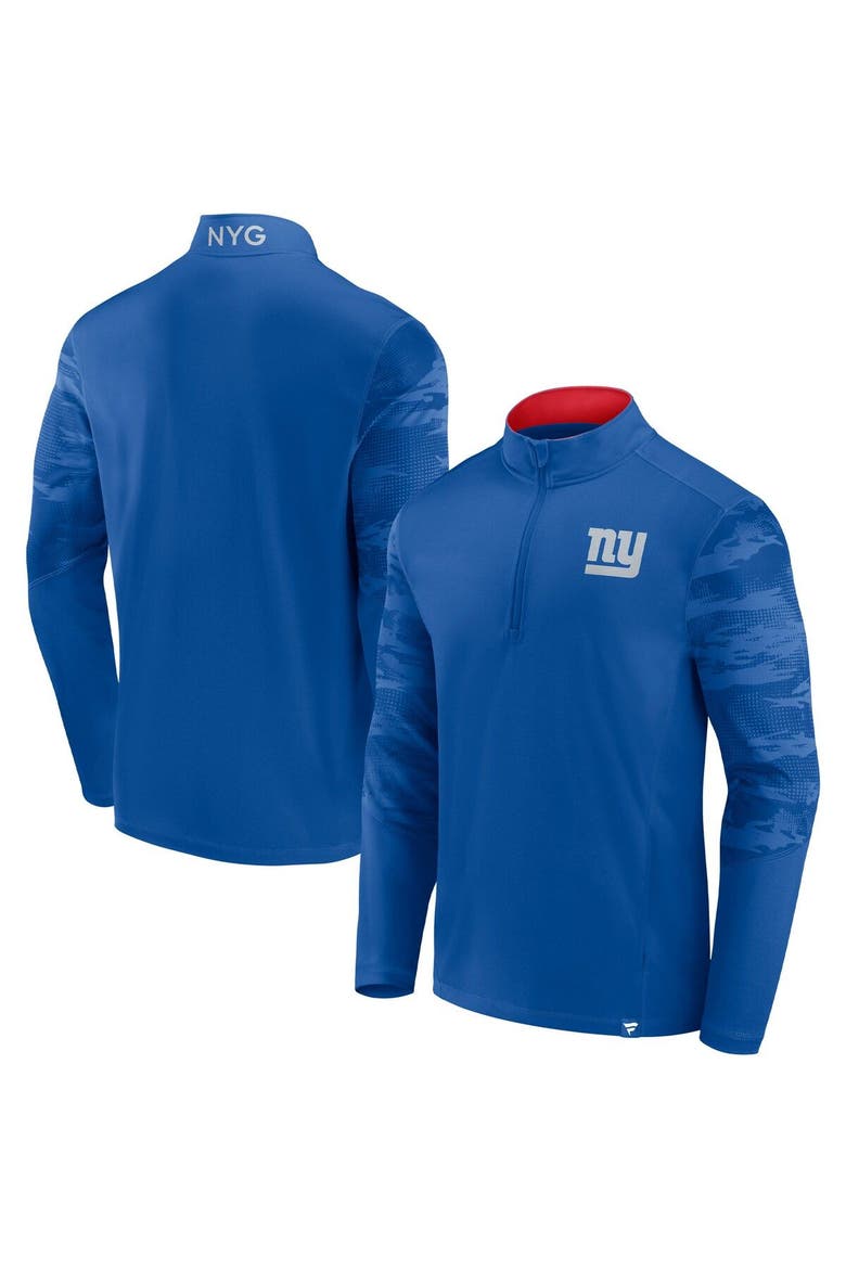 Men's Fanatics Branded Royal New York Giants Ringer Quarter-Zip Jacket, Main, color, Royal