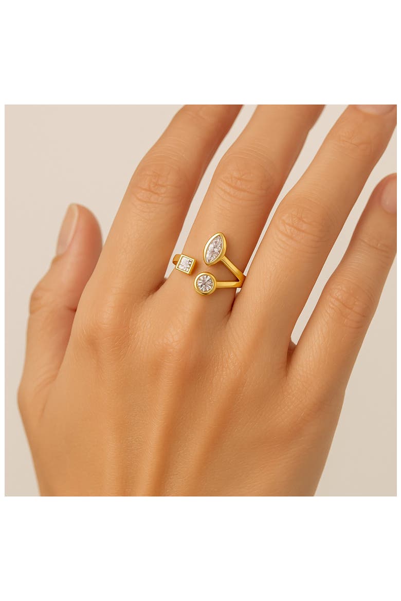18K Gold Clad Bezel Set CZ Ring, Alternate, color, CUBIC ZIRCONIA
