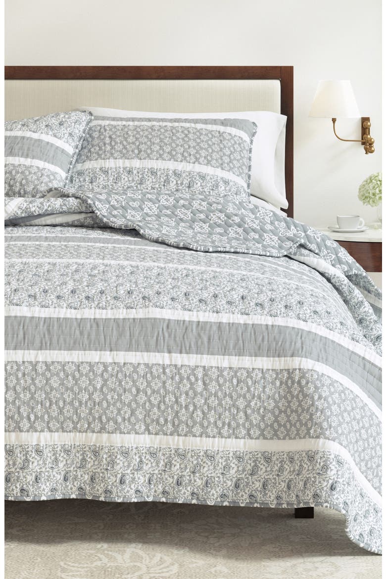 Stripe Quilt & Sham Set, Alternate, color, GREY