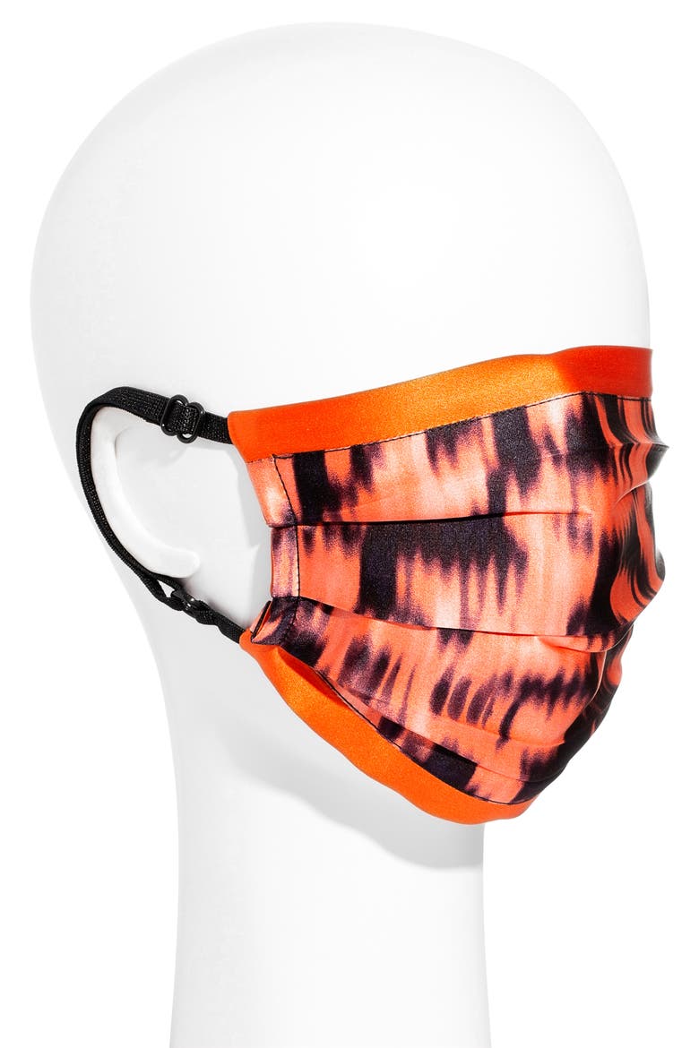 L Erickson Peace II Adult Reversible Silk Face Mask, Alternate, color, DIGITAL BLUR CORAL/ ORANGE