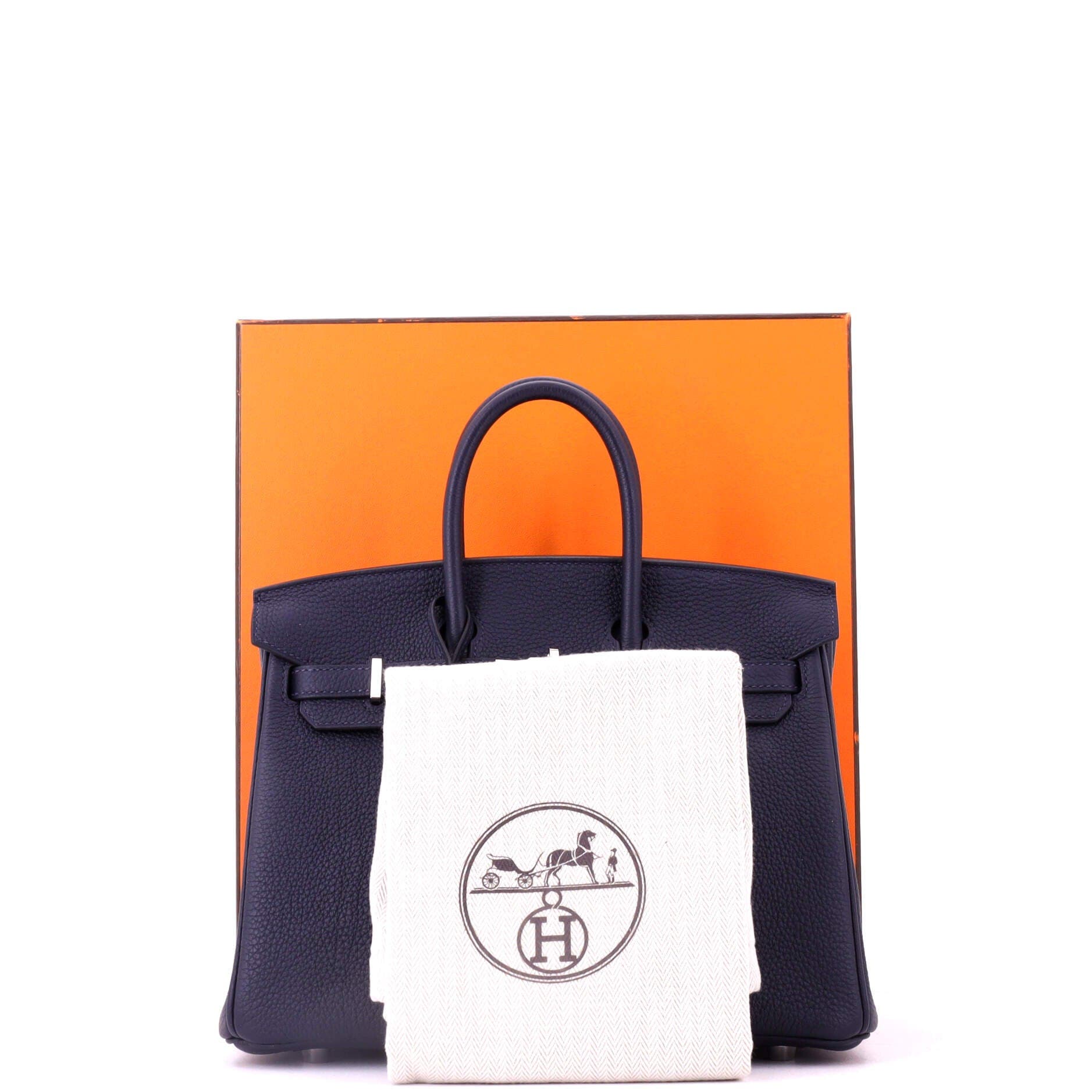 Pre-Owned Hermes Birkin Handbag Blue Togo with Palladium Hardware 25, Alternate, color, Bleu Nuit