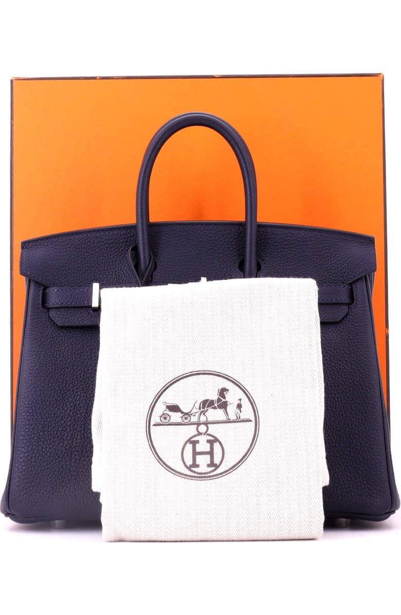 Pre-Owned Hermes Birkin Handbag Blue Togo with Palladium Hardware 25, Alternate, color, Bleu Nuit