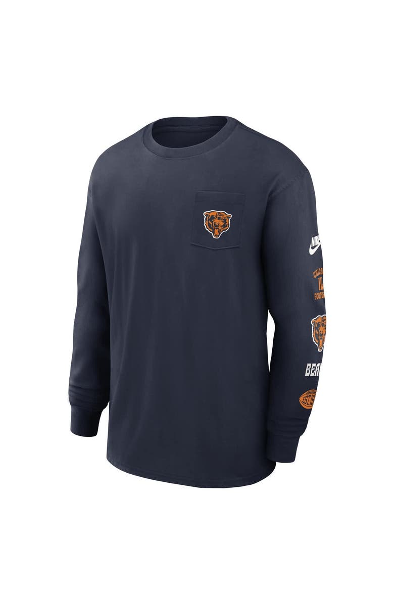 Nike Men's Nike Navy Chicago Bears Rewind Heavy Max 90 Pocket Long Sleeve T-Shirt, Alternate, color, Navy