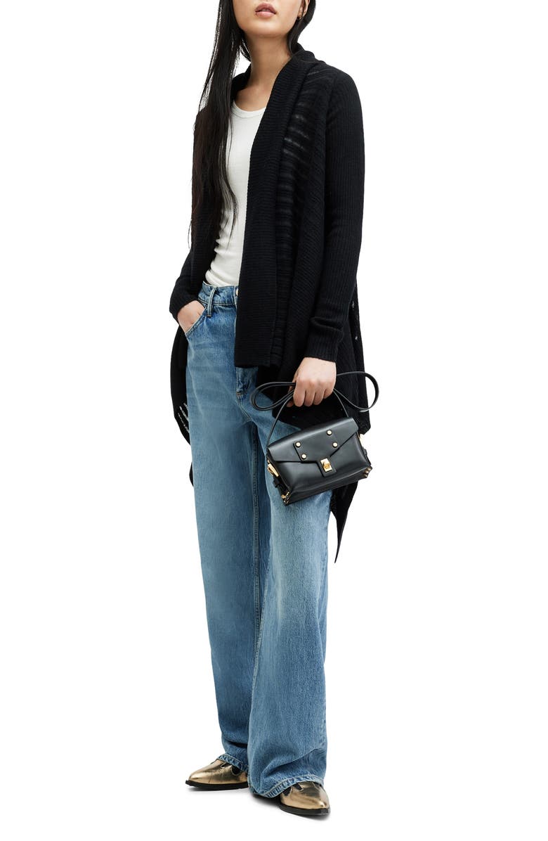 AllSaints Harley Longline Wool & Alpaca Blend Rib Cardigan, Alternate, color,