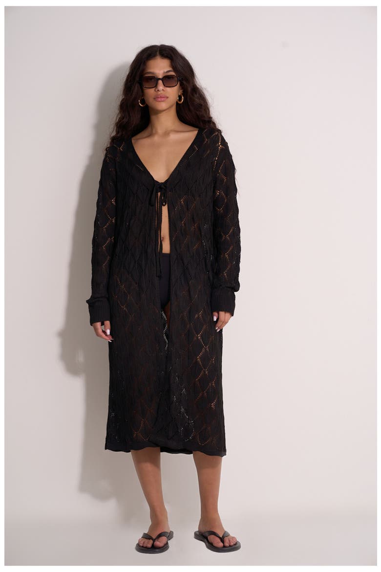 Santorini Crocheted Midi Cover-Up, Main, color, Black