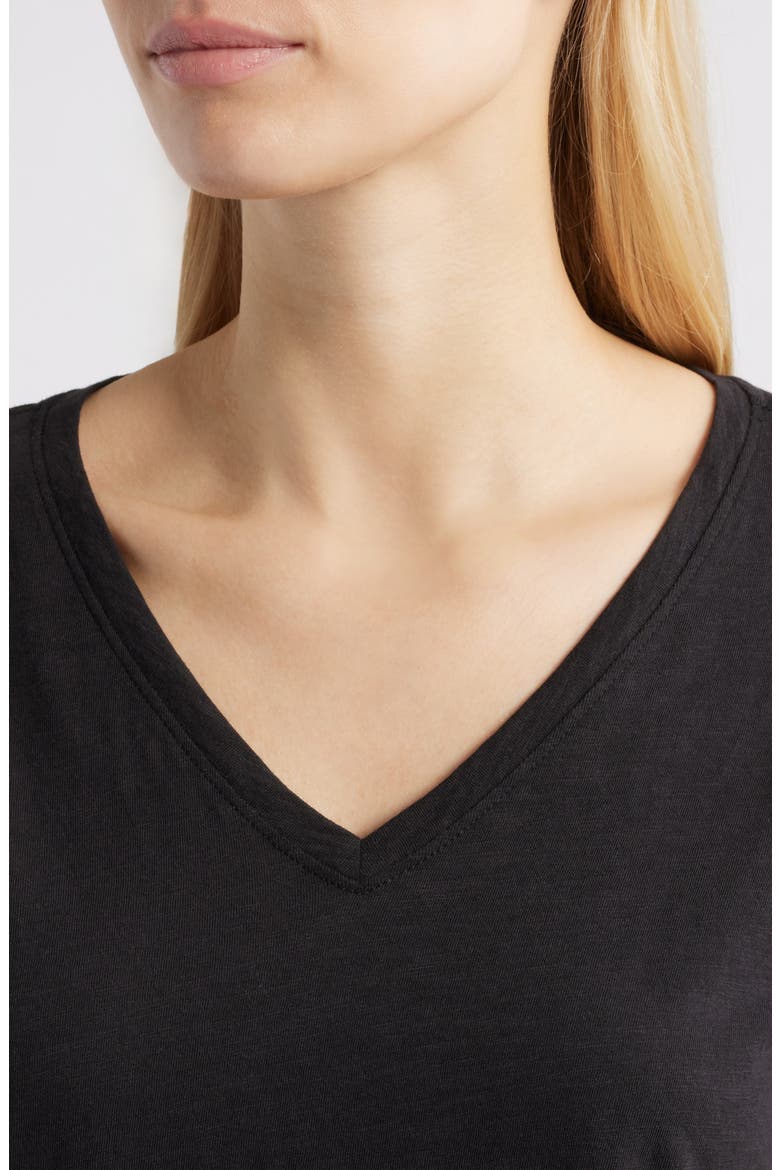 Easy Organic Cotton V-Neck T-Shirt, Alternate, color, BLACK