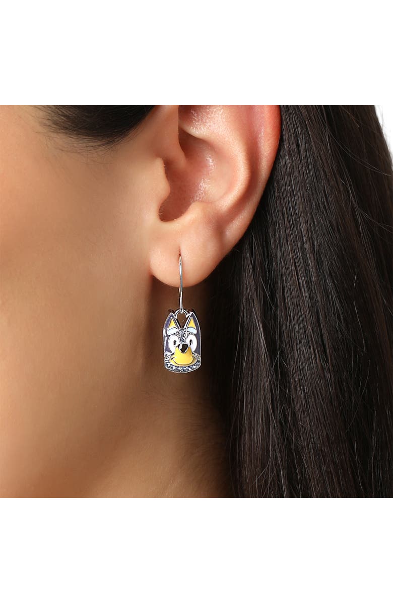 BLUEY Pendant Necklace and Fish Hook Earrings Set Official License, Fashion Bluey Jewelry with Clear Crystals, Alternate, color, Blue