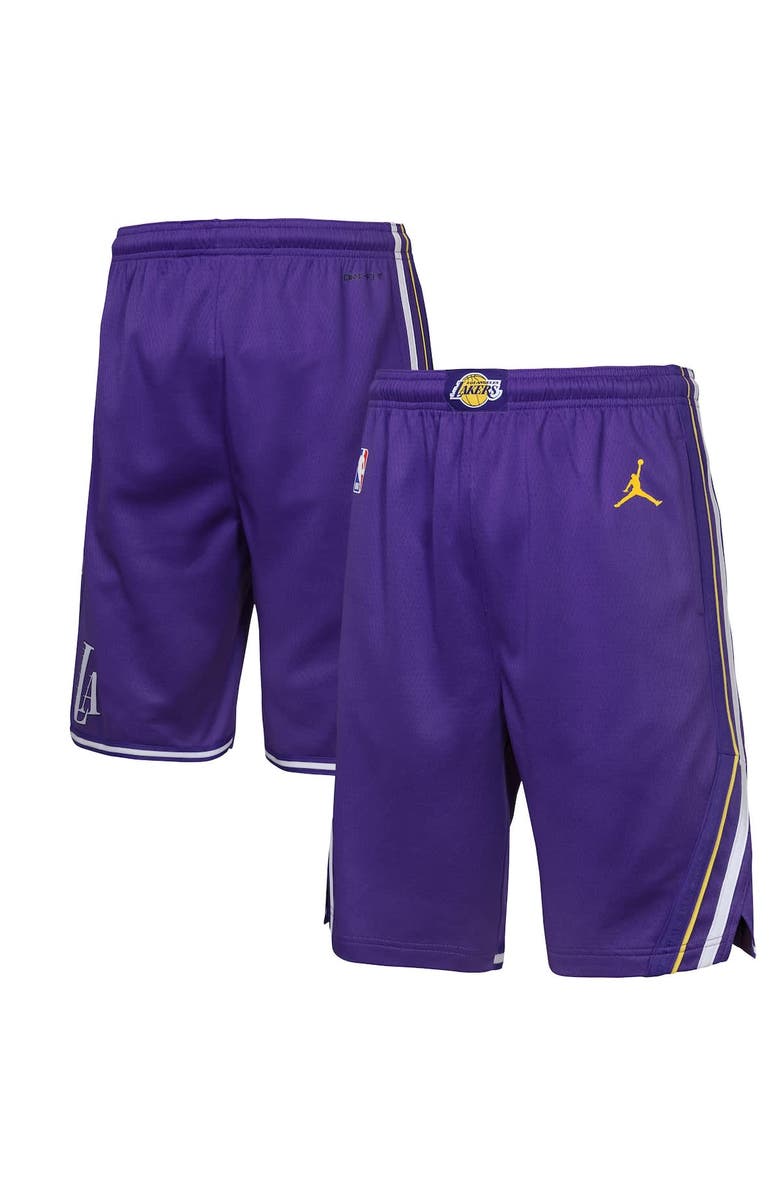 Jordan Brand Youth Jordan Brand Purple Los Angeles Lakers Statement Edition Swingman Dri-FIT Shorts, Alternate, color, Purple