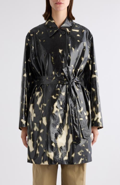 Dries Van Noten Belted Printed Coated Cotton-canvas Trench Coat In Black