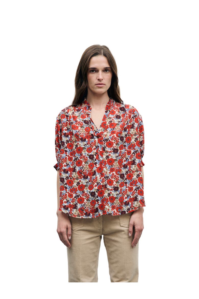 Liv Floral Printed Blouse, Main, color, Ecru