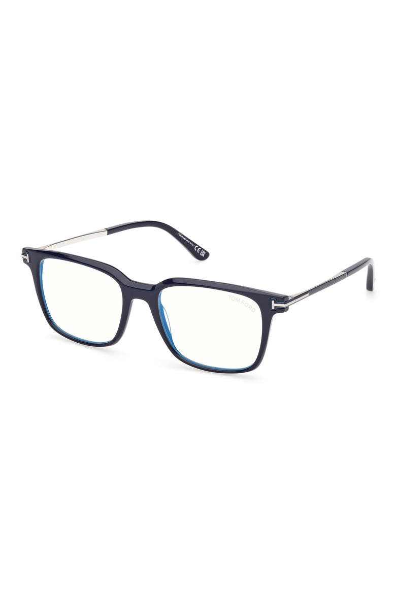 53mm Square Optical Glasses, Alternate, color, NAVY BLUE / SHINY PALLADIUM