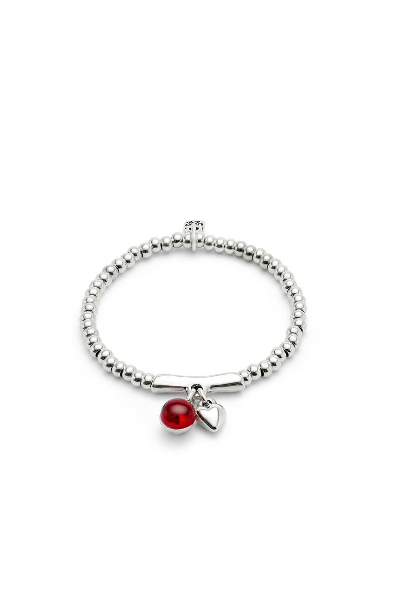 UNODE50 Red Murano Core Bracelet, Main, color, Silver