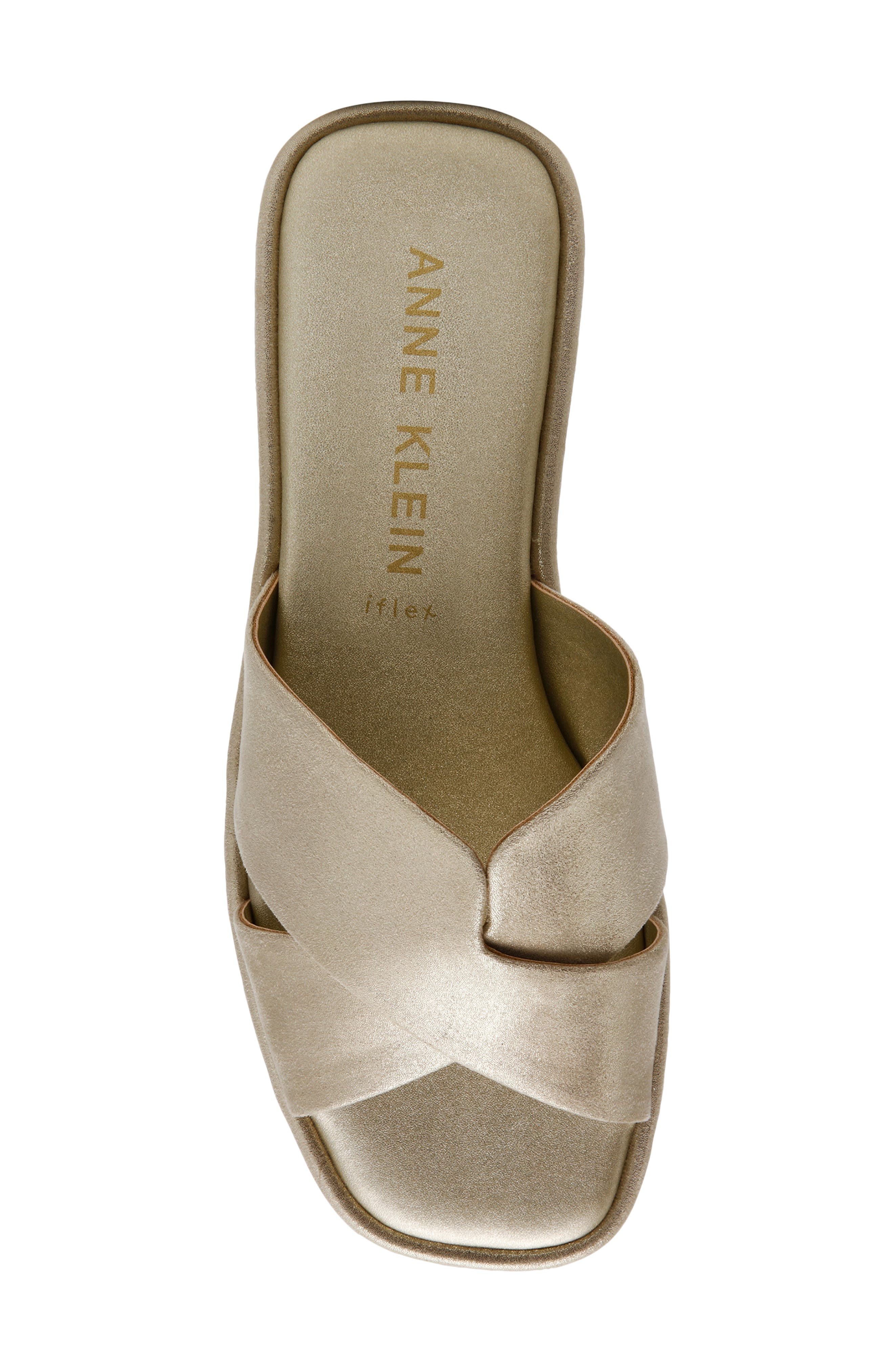 Anne Klein Khloe Crossover Strap Slide Sandal, Alternate, color, Platinum