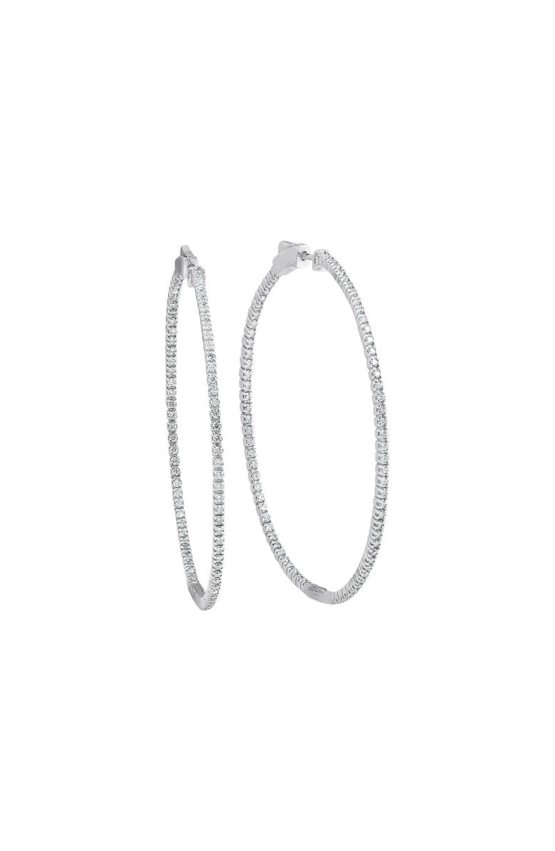 Bliss Diamond 1.20Ct Diamond Inside Outside Skinny Hoops 14k Gold Lab Grown2" Tall, Main, color, 