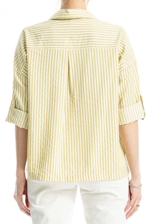 Max Studio Roll Tab Utility Shirt In Yellow Stripe
