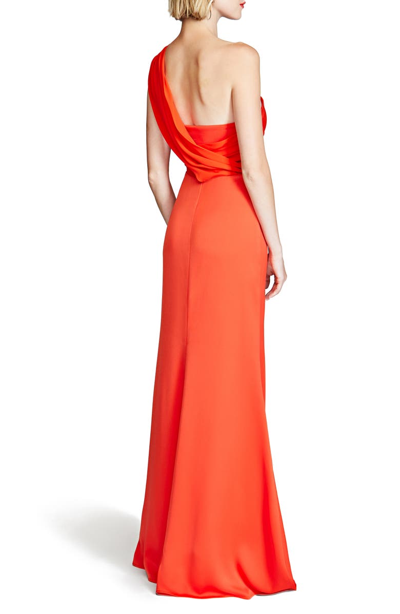 HALSTON Roselle One-Shoulder Cotton Blend Crepe Gown, Alternate, color, Orange Spice