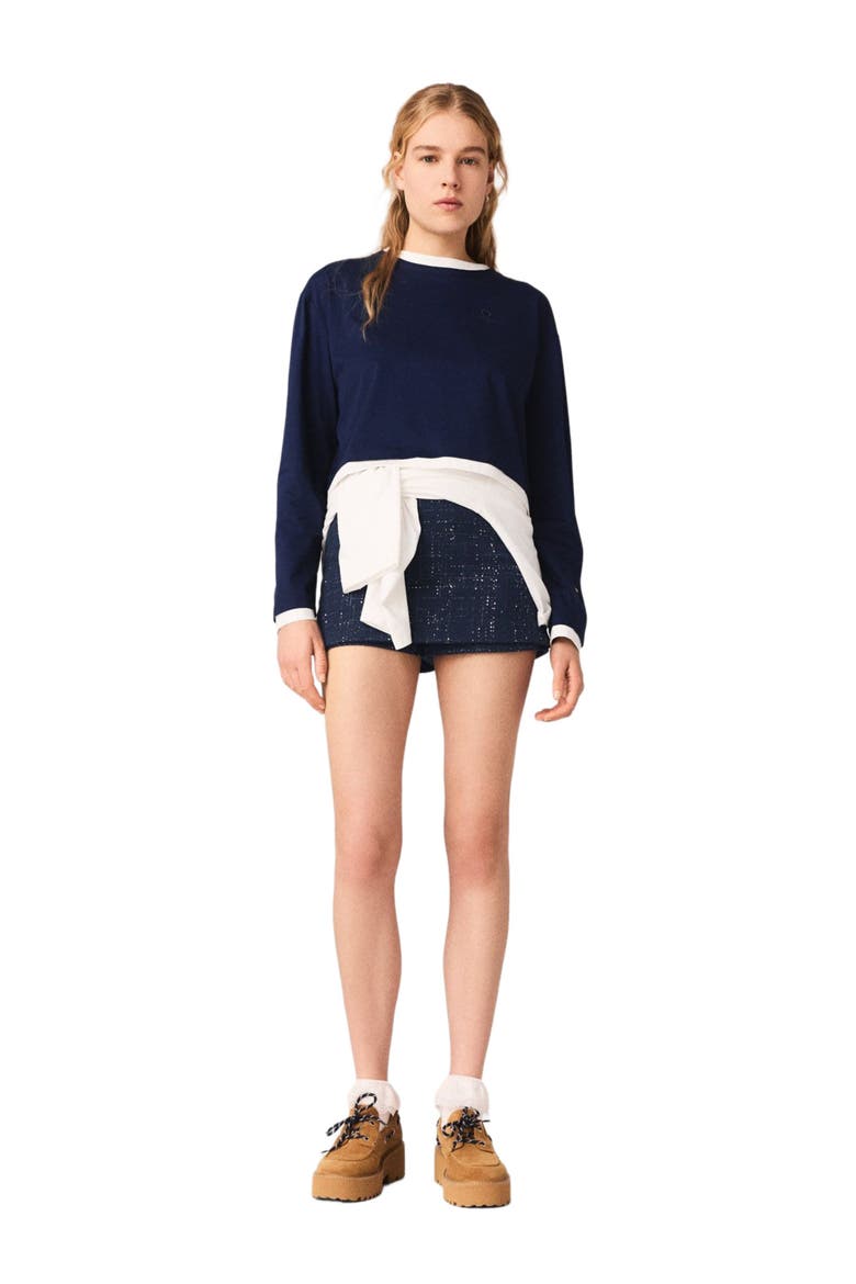 Layered-effect T-shirt, Alternate, color, Navy