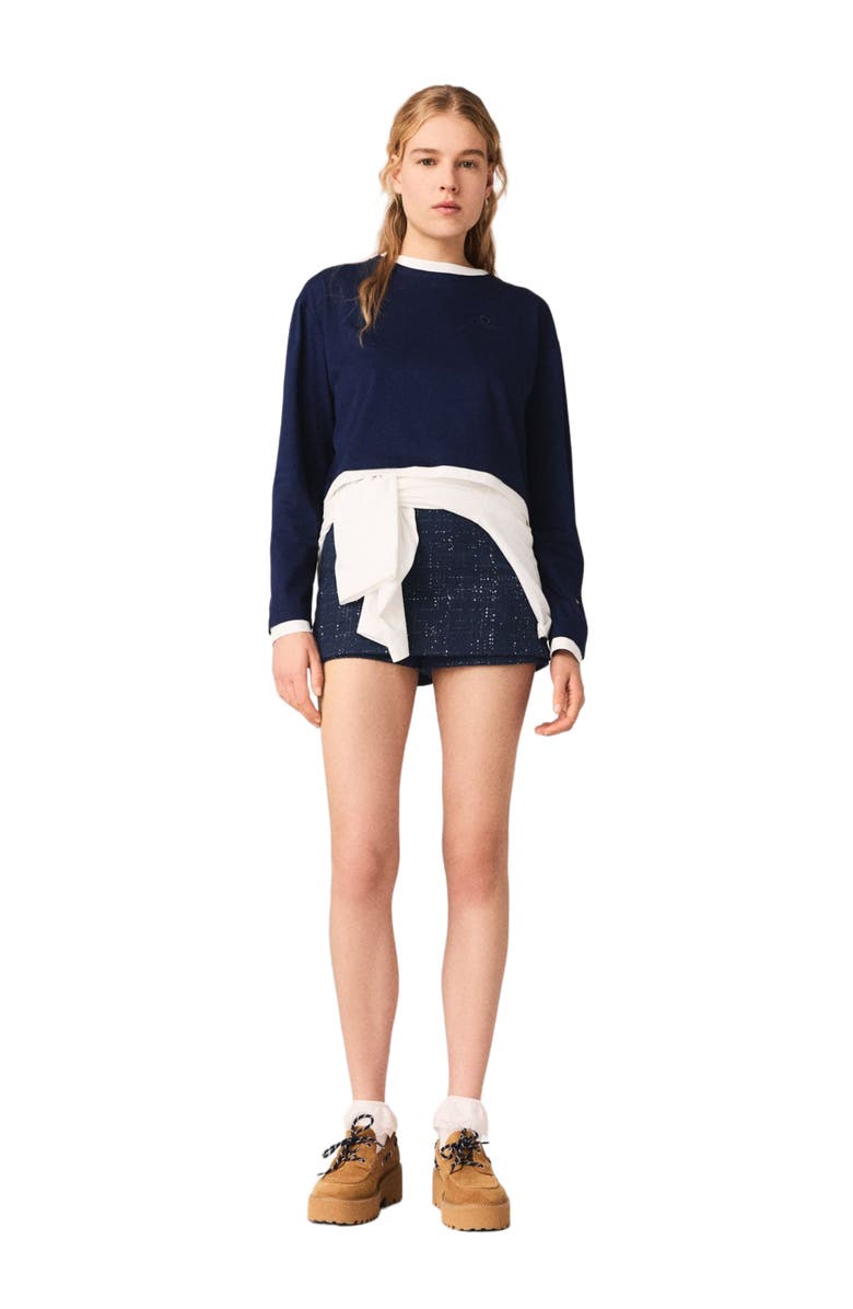 maje Layered-effect T-shirt, Alternate, color, Navy