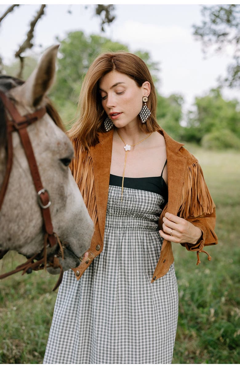 Noonday Collection Beaded Gingham Earrings, Alternate, color, Black