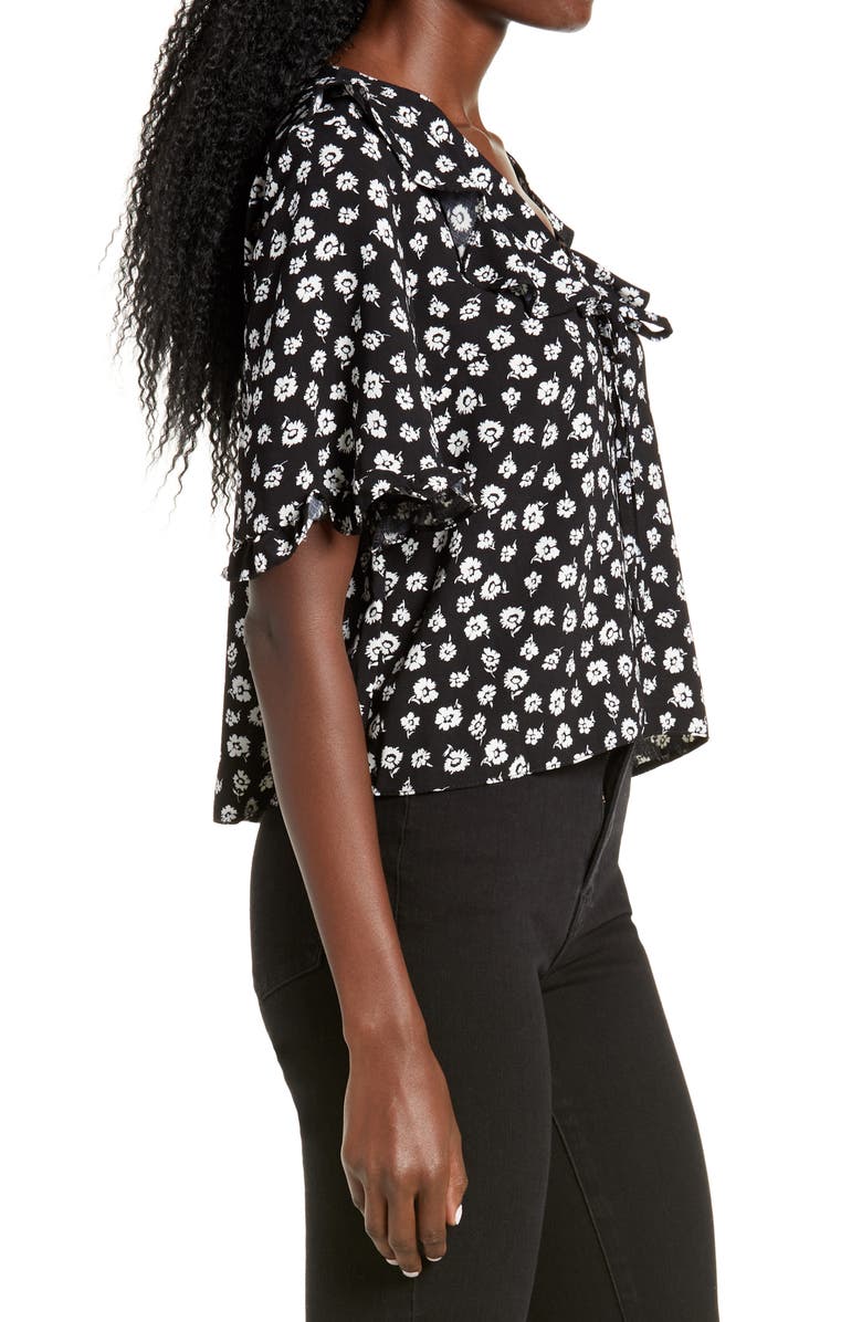 Topshop Maisie Floral Frill Keyhole Blouse, Alternate, color, 