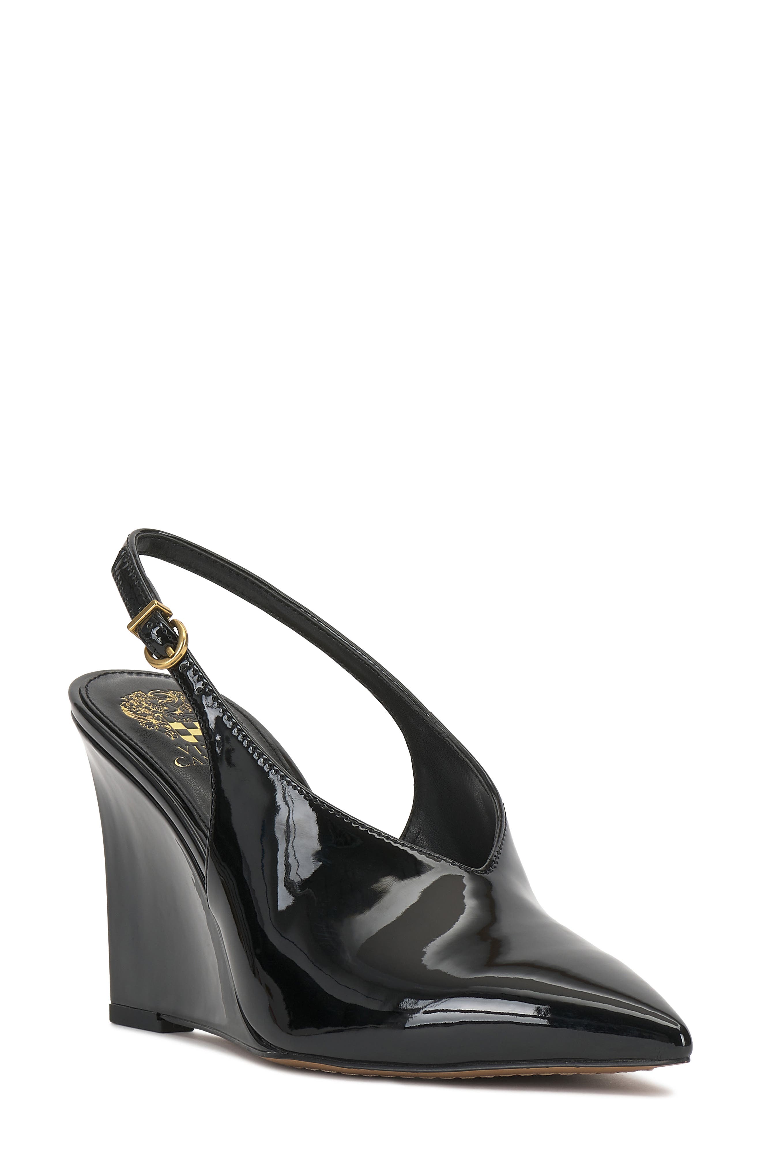Vince Camuto Meristi Slingback Pointed Toe Wedge Pump, Main, color, Black