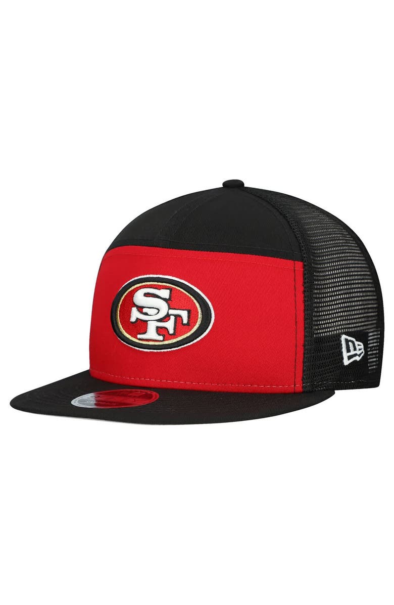 New Era Men's New Era Scarlet/Black San Francisco 49ers Outdoor Split Panel 9FIFTY Snapback Hat, Main, color, Scarlet