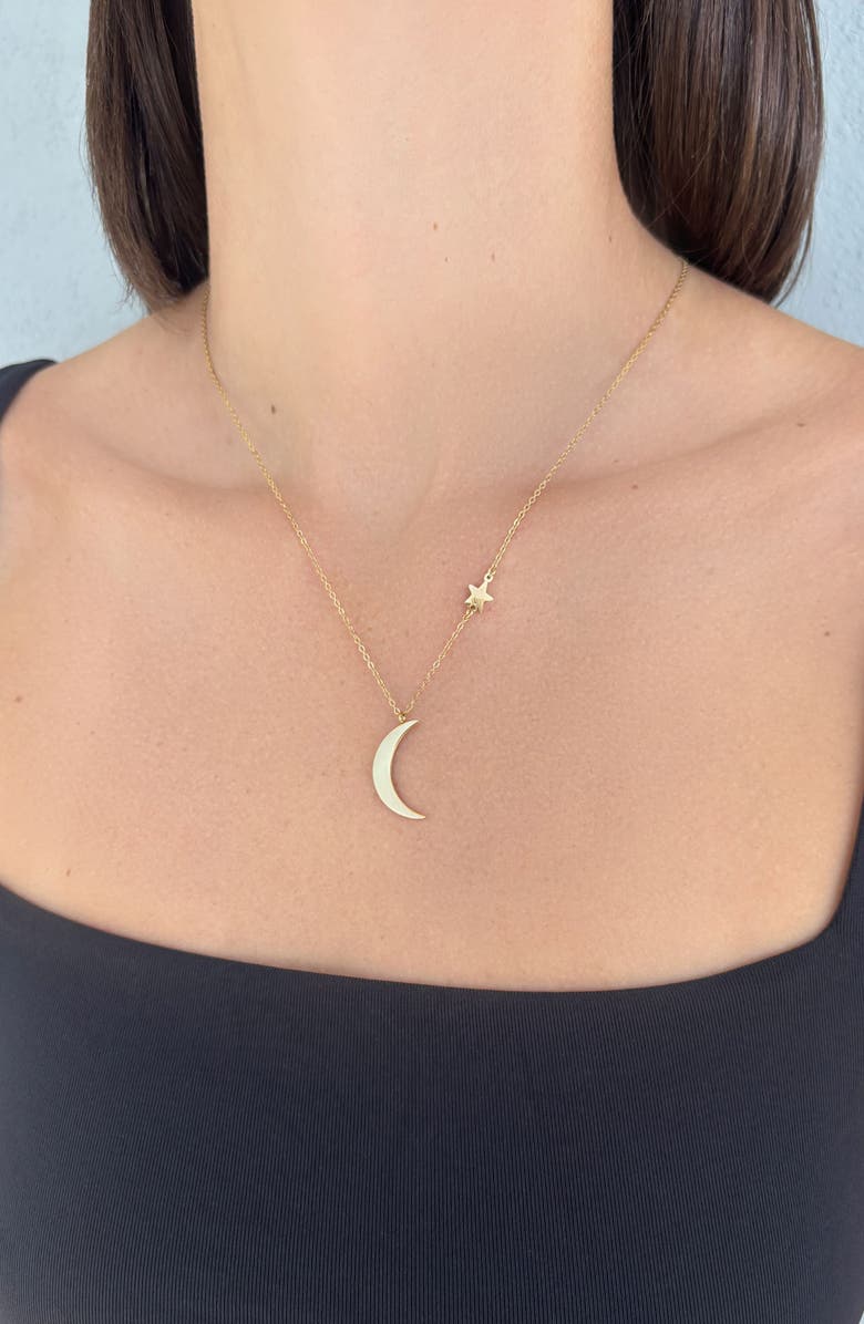 Adornia Moon & Star Pendant Necklace, Alternate, color, Gold