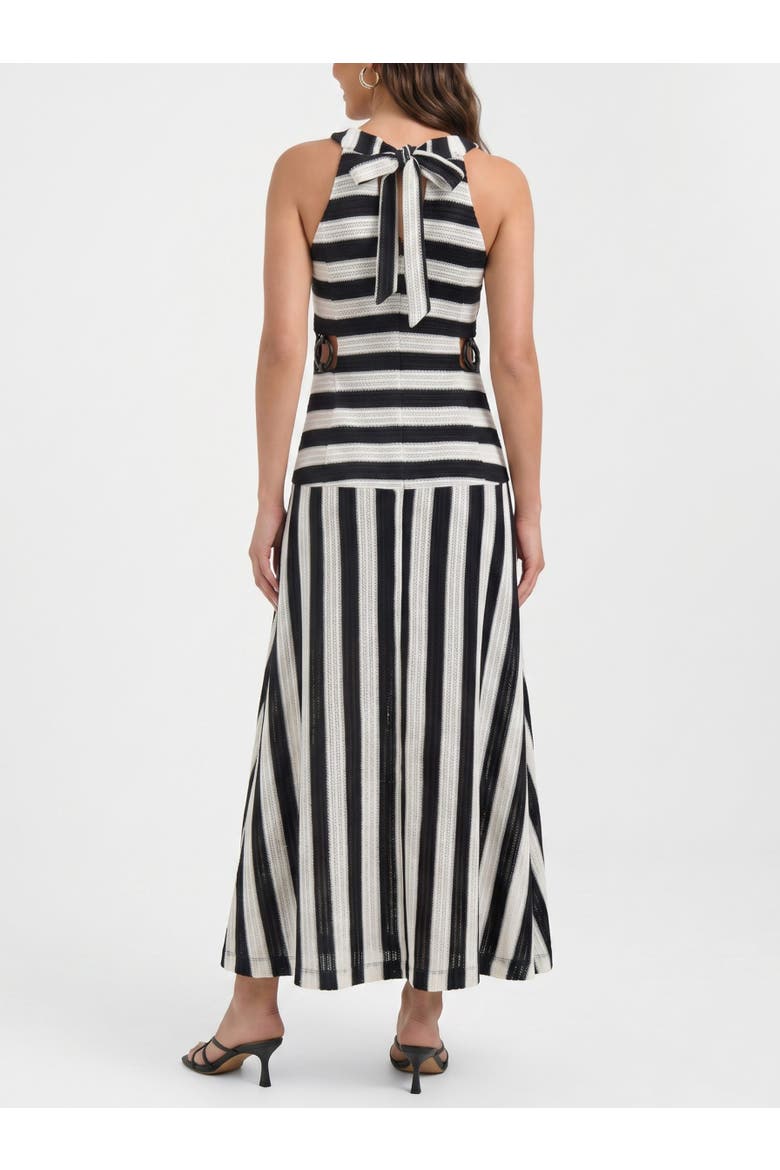 Daphne Halter Neck Midi Dress, Alternate, color, Black & White Stripe