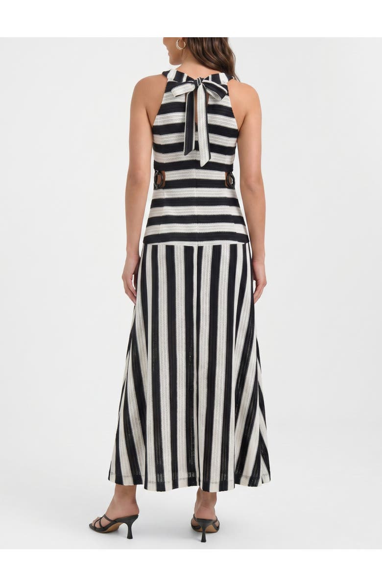 RACHEL Rachel Roy Daphne Halter Neck Midi Dress, Alternate, color, Black & White Stripe