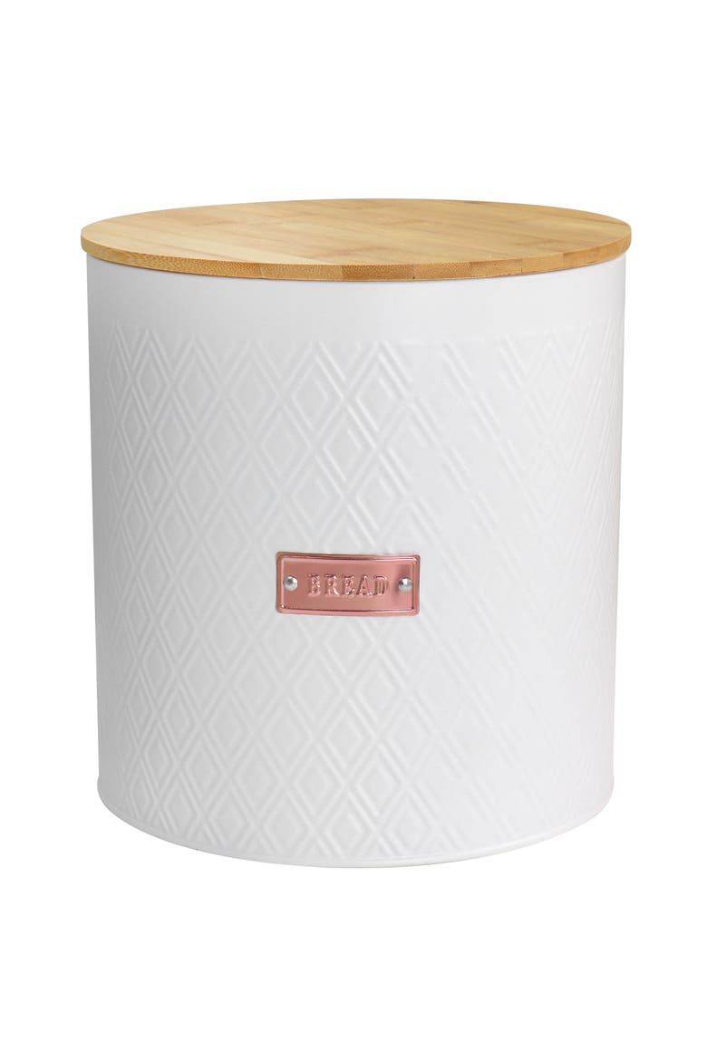 Kitchen Food Storage and Organization 4 Piece Canister Set with Wood Lids, Alternate, color, White