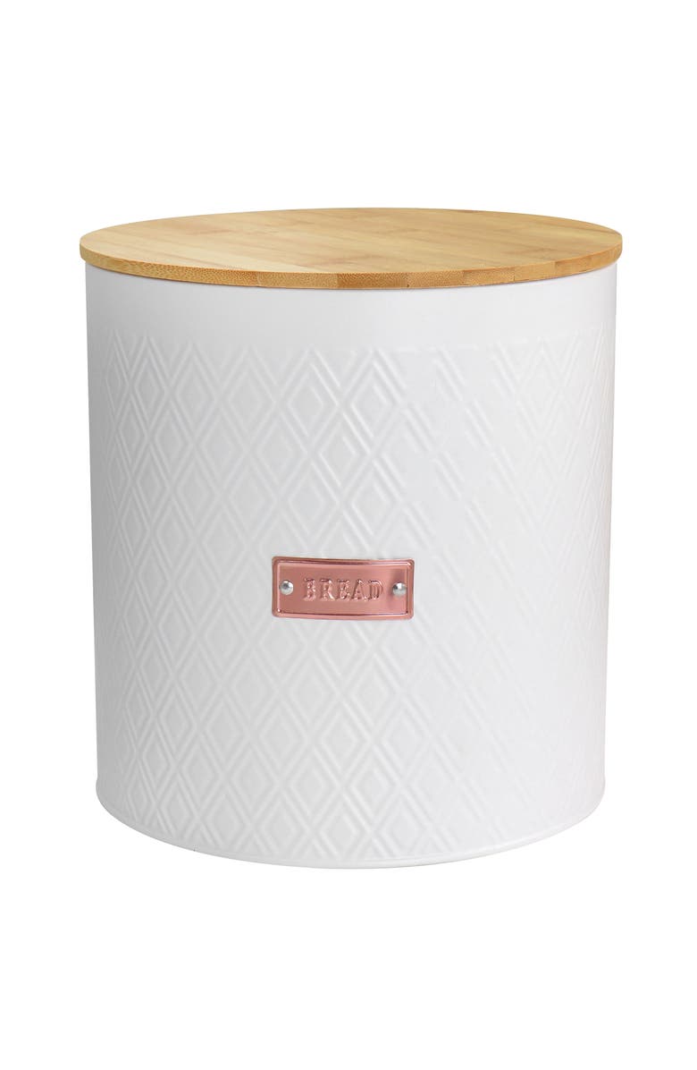 Megachef Kitchen Food Storage and Organization 4 Piece Canister Set with Wood Lids, Alternate, color, White