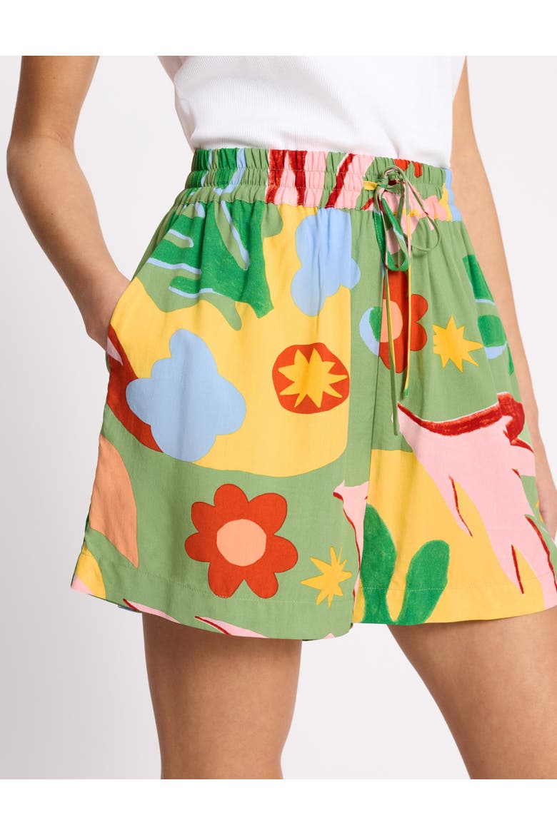 Tropique Print Shorts, Alternate, color, Green