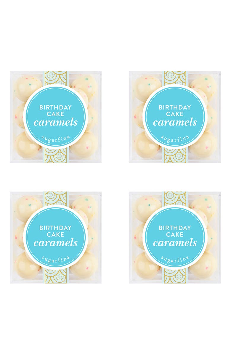sugarfina Birthday Cake Caramels Set of 4 Candy Cubes, Main, color, Blue