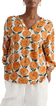 Seasalt Cornwall Streamlet Floral Print Cotton Blend Top