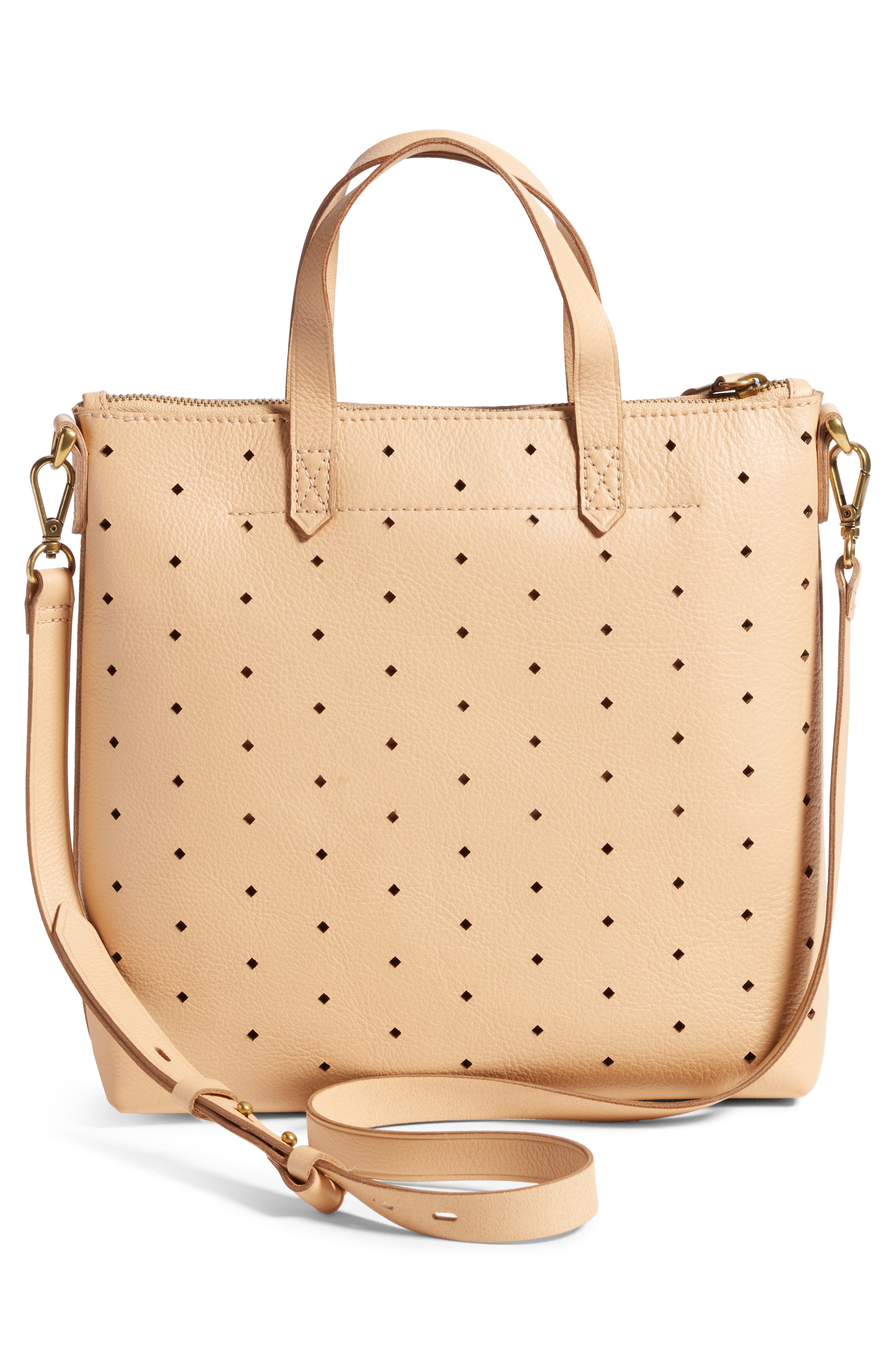 Madewell Mini Transport Perforated Leather Crossbody Bag, Alternate, color, 
