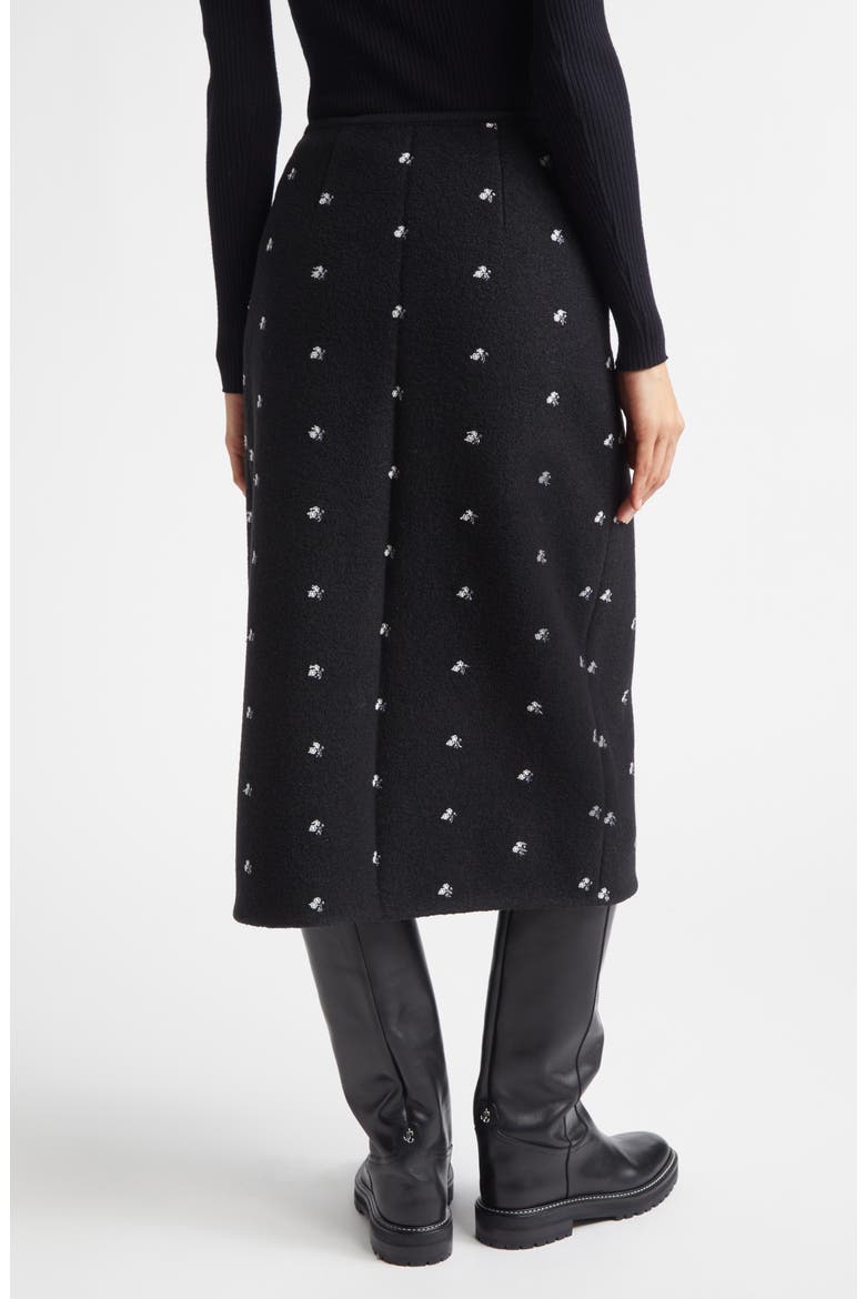 Walker Floral Embroidered Wool Fleece Wrap Skirt, Alternate, color, BLACK FLOWERS