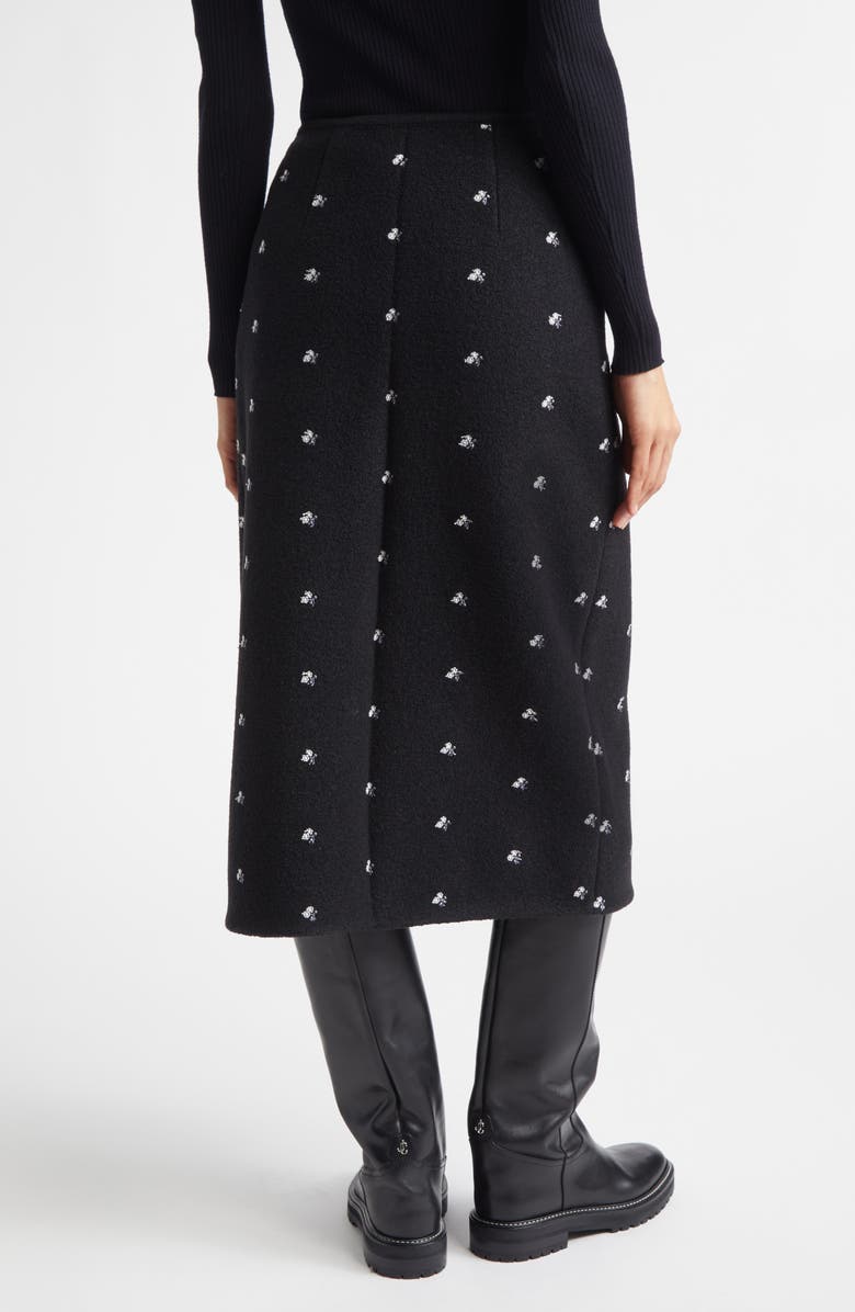 RIER Walker Floral Embroidered Wool Fleece Wrap Skirt, Alternate, color, Black Flowers