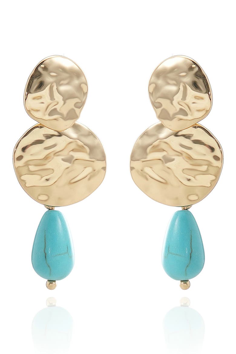 Hammered Stone Drop Earrings, Alternate, color, TURQUOISE