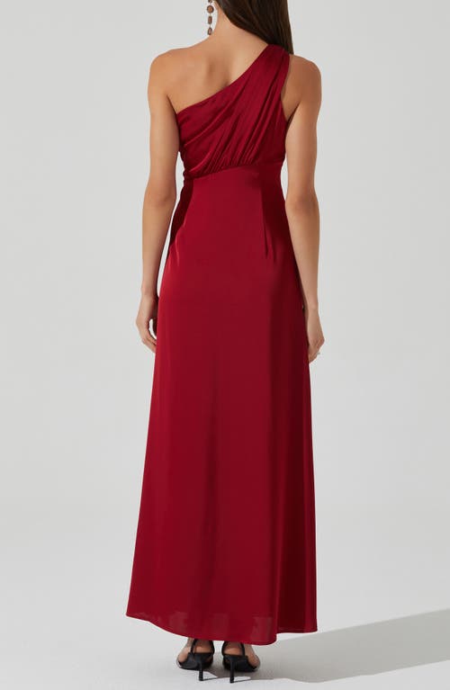 Astr The Label Atolia Draped One-shoulder Gown In Burgundy